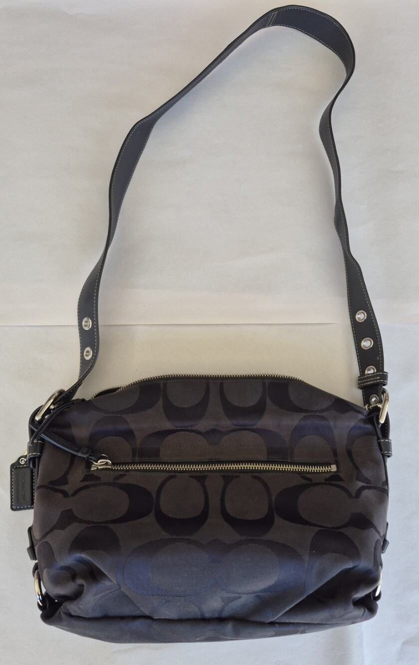Coach Black Signature Jacquard East/West Duffle Crossbody Shoulder Bag